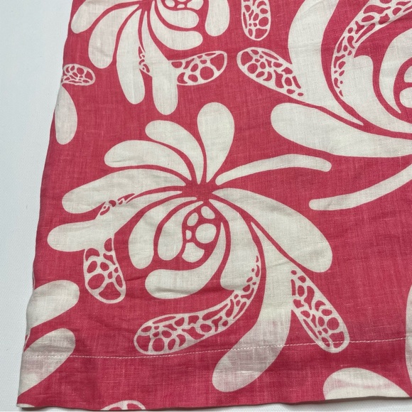 ISLAND COMPANY 100% Linen Castaway Shift Dress Pink White Tropical Floral Beach - Picture 4 of 7